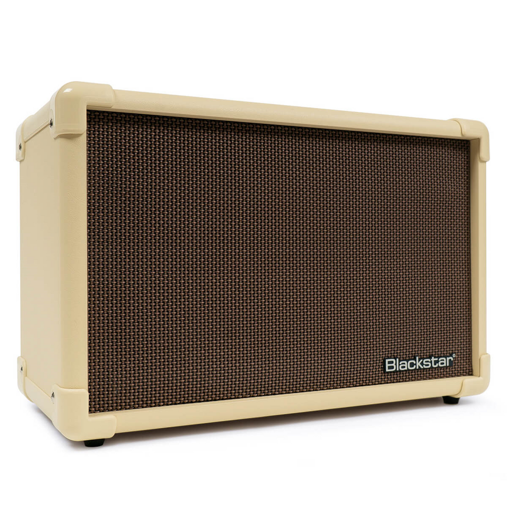 Blackstar Acoustic Core 30W acoustic guitar amplifier with control panel and input jacks, designed for live performances and practice.