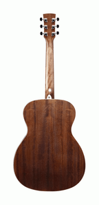Ibanez AC340 open pore natural acoustic guitar showing the top wood, body shape, and strings in a natural finish.