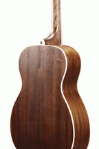 Ibanez AC340 acoustic guitar in open pore natural finish, showing its wood grain and body design.