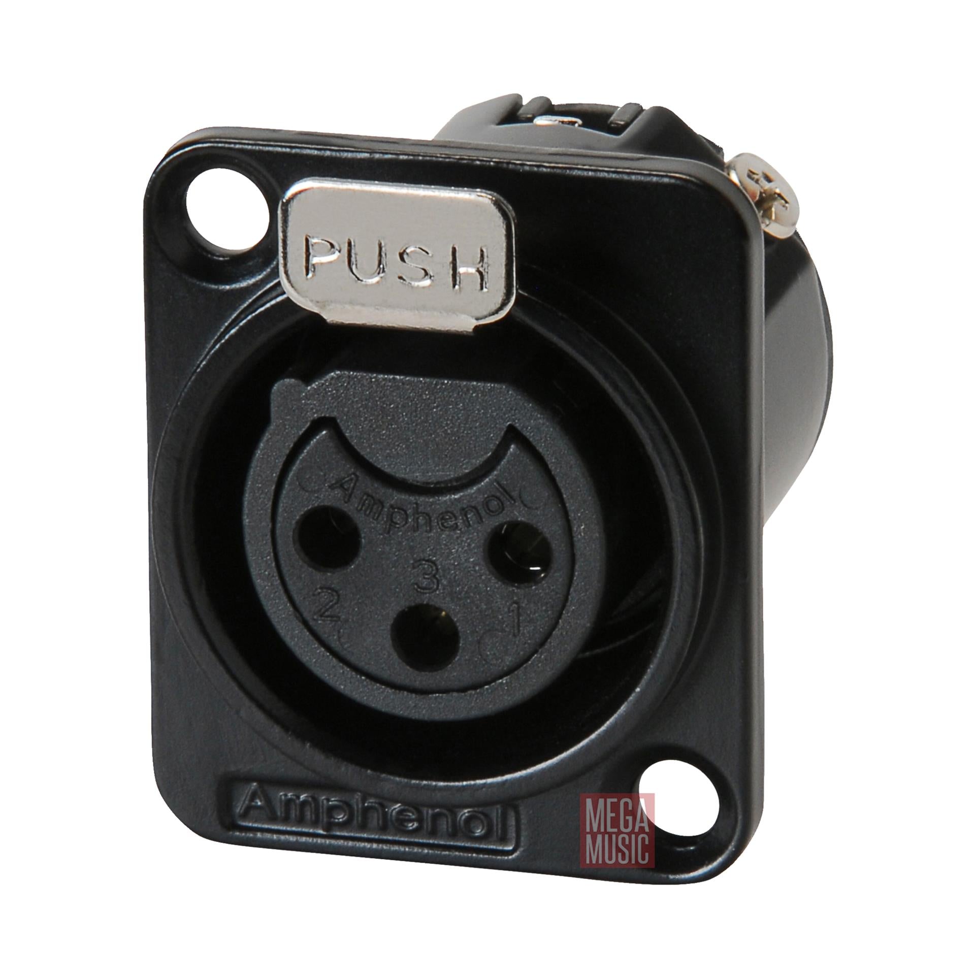Amphenol AC3FDZB 3 Pin Female XLR Panel Mount in Black Finish