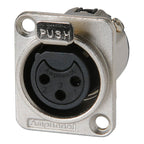 Amphenol AC3FDZ 3 Pin Female XLR Panel Mount in Nickel Finish