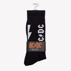 Perris licensed Lightning Strikes large crew socks in black, featuring lightning bolt design, 1 pair, perfect for gifts or novelty wear.