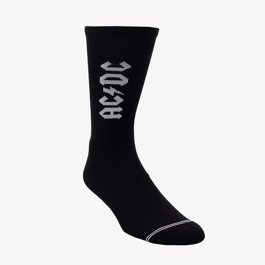 Black Perris Lightning Strikes large crew socks with bold lightning design, shown as a single sock in the image.