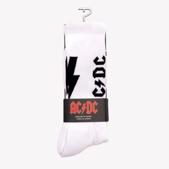 Perris Licensed Lightning Strikes Large Crew Socks in White-1 Pair
