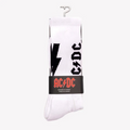 Perris Licensed Lightning Strikes Large Crew Socks in White-1 Pair