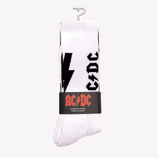 Perris Licensed Lightning Strikes Large Crew Socks in White-1 Pair
