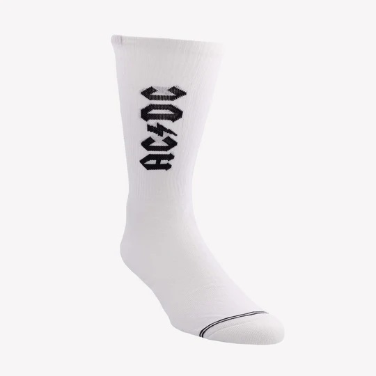 Perris Licensed Lightning Strikes Large Crew Socks in White-1 Pair