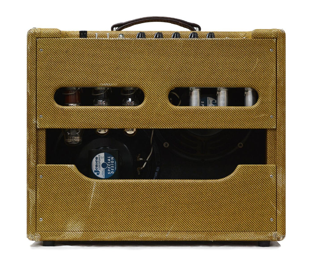 Achillies Apollo S30 Combo Amplifier Authentic Lacquered Aged Tweed Covering - Oxblood/Gold Stripe Tweed Cloth