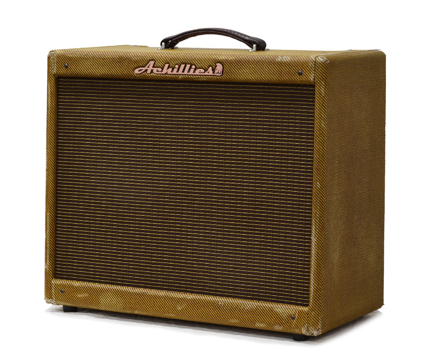 Achillies Apollo S30 Combo Amplifier Authentic Lacquered Aged Tweed Covering - Oxblood/Gold Stripe Tweed Cloth