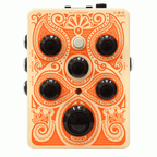 Orange acoustic preamp effects pedal with orange casing and control knobs for enhancing acoustic guitar sound.