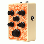 Orange acoustic preamp effects pedal with control knobs and input/output jacks, designed for enhancing acoustic guitar sound.
