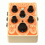 Orange acoustic preamp effects pedal with orange casing and control knobs for enhancing acoustic guitar sound.