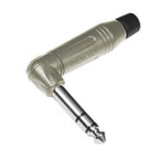 Amphenol ACPS-RN-AU 6.35mm 3-pole right angle jack connector for PA cables and adaptors, showing the connector's right angle design.