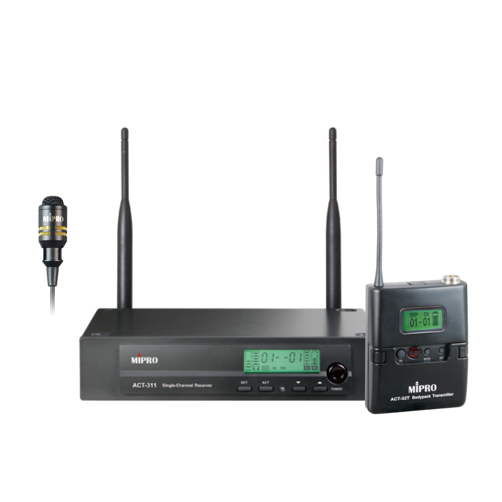 MIPRO Beltpack package Includes ACT311 receiver and ACT32T beltpack transmitter and MU53L Mic