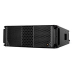 Adamson CS10 active line source loudspeaker showing its sleek black powered speaker design with control panel and connectors.
