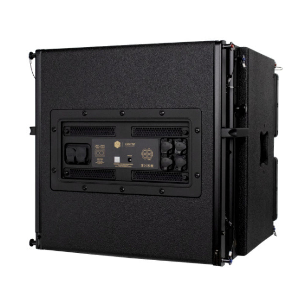 Adamson CS118 active subwoofer powered speaker with a black enclosure and control panel, designed for professional audio setups.