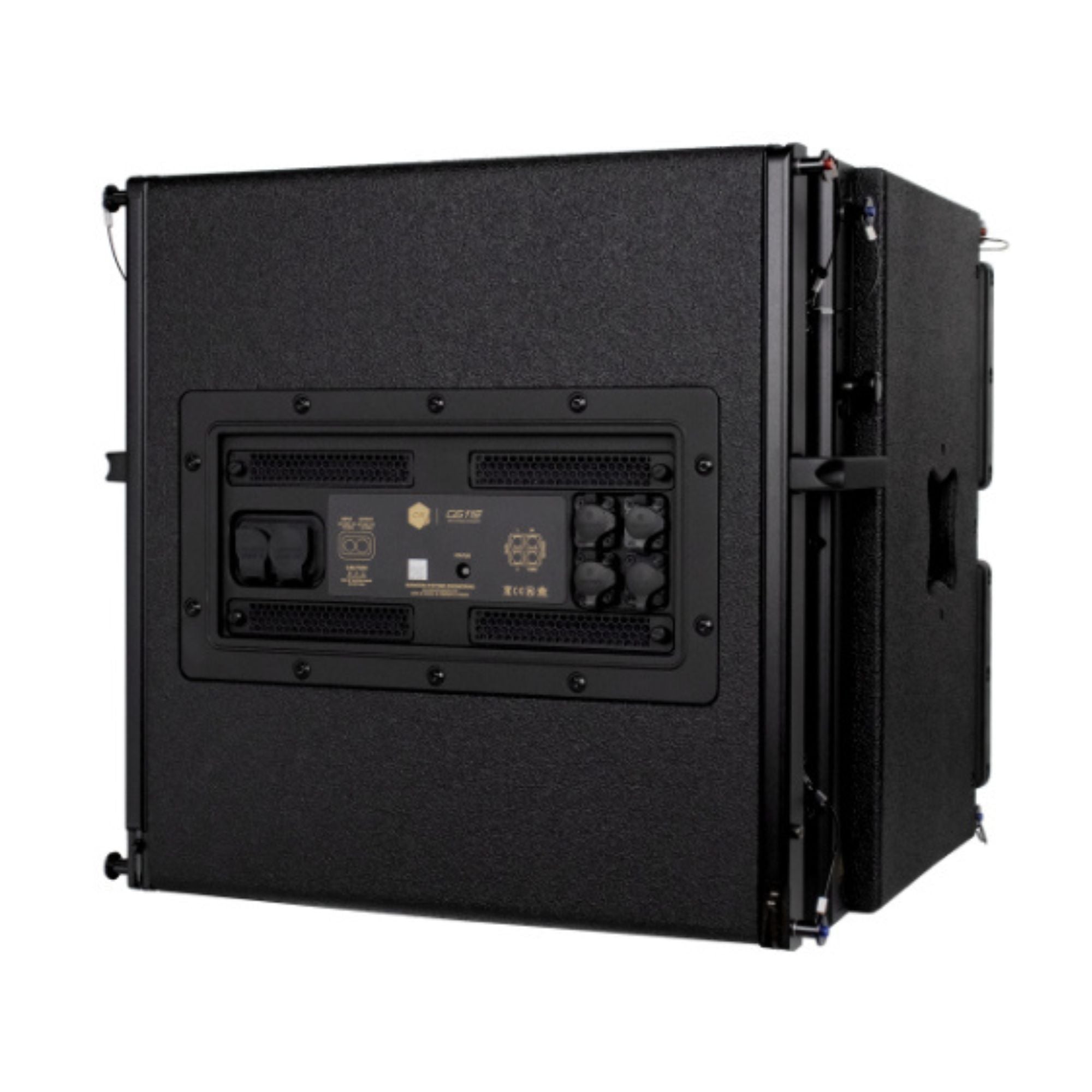 Adamson CS118 active subwoofer powered speaker with a black enclosure and control panel, designed for professional audio setups.