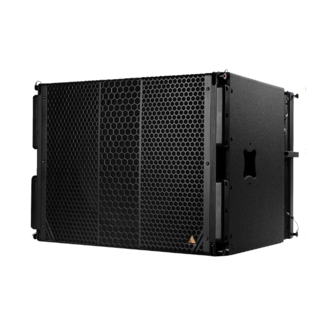 Adamson CS119 active subwoofer with integrated powered speakers, black enclosure, and control panel on top.
