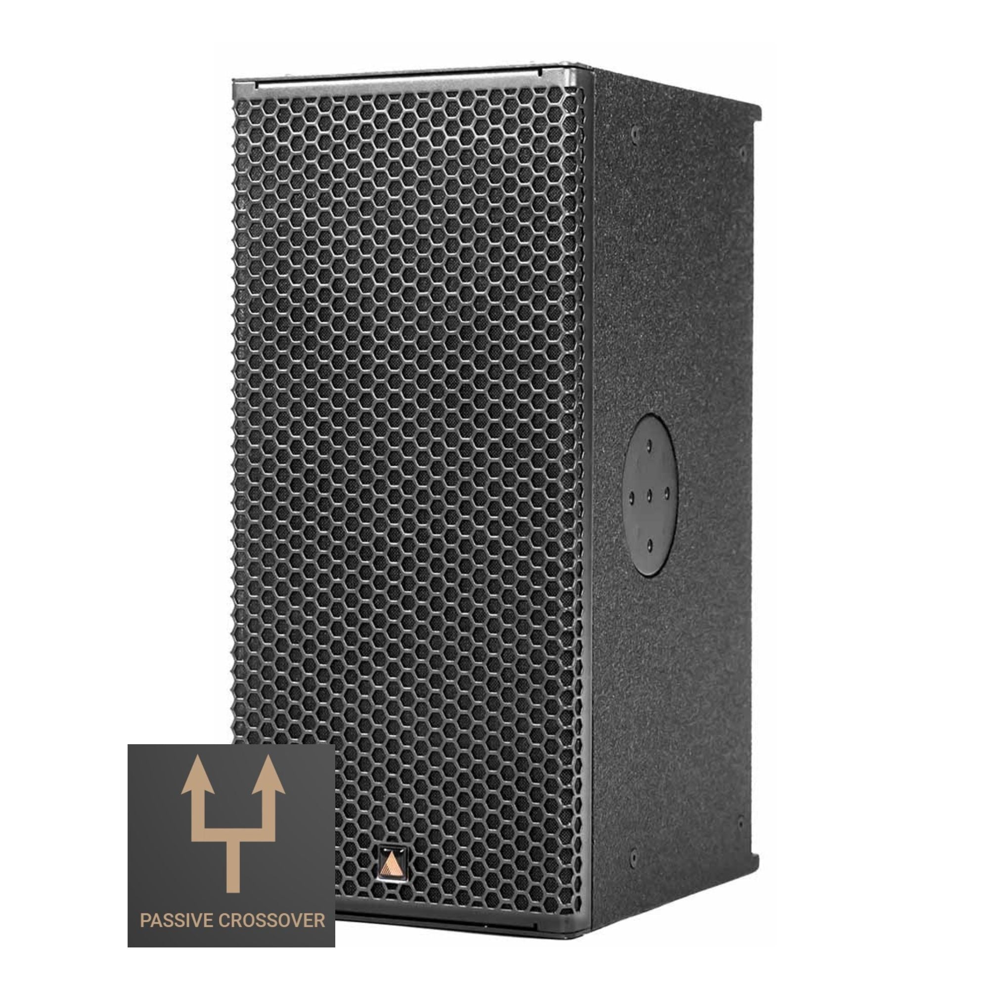Adamson IS7PX passive point source loudspeaker with 100° x 50° coverage, shown in a professional audio setup.