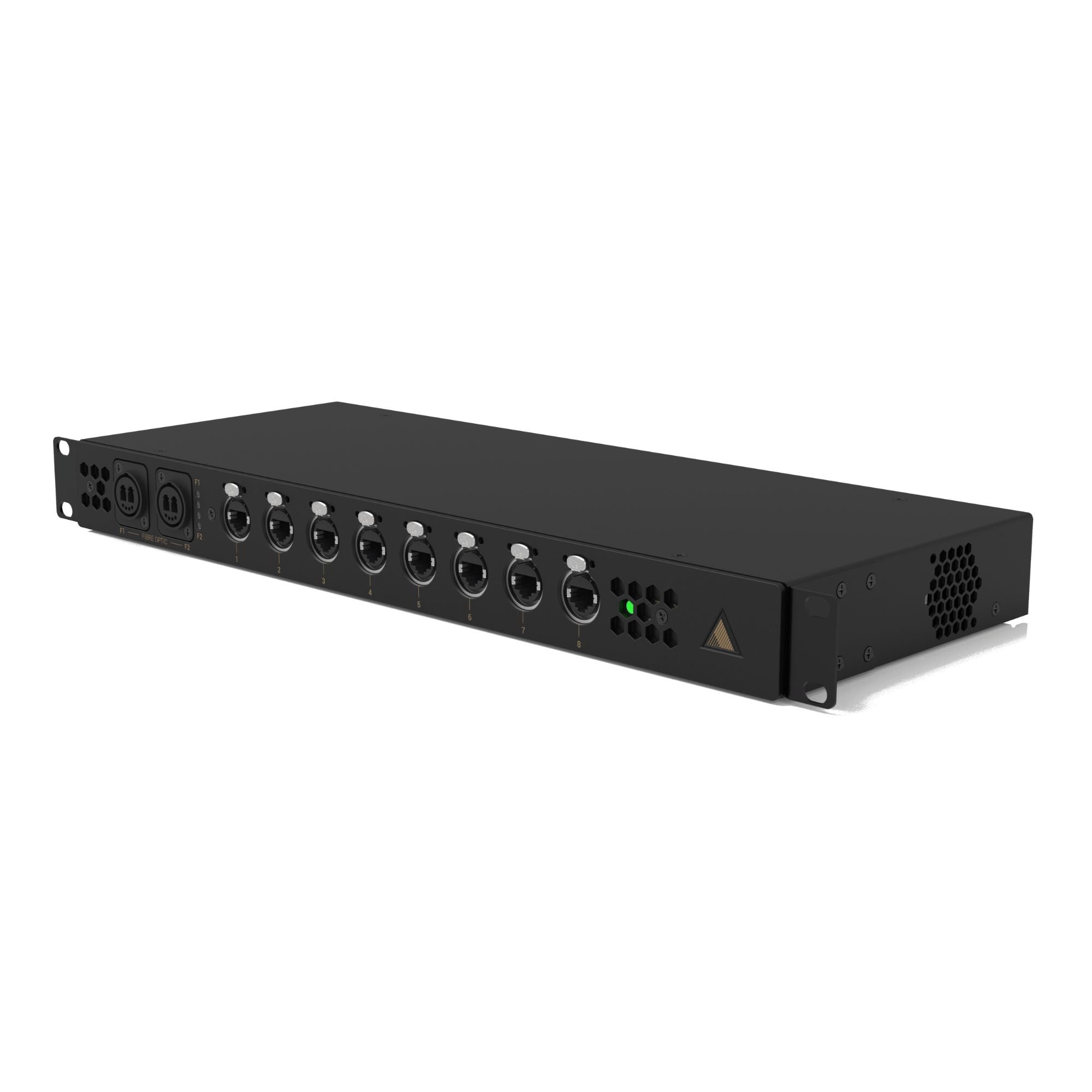 Adamson MS8.2 network switch for live outboard audio setup, featuring multiple ports and professional-grade connectivity.