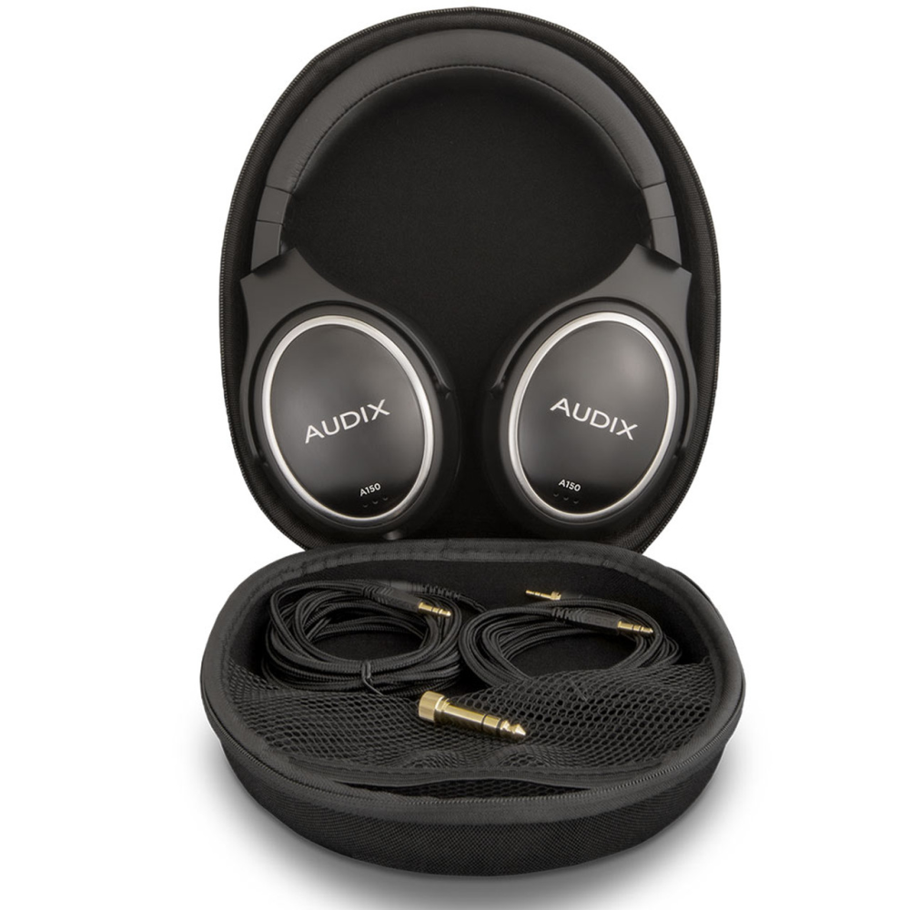 Audix A150 high-resolution closed-back studio reference headphones with carrying case and 1.8m cable, designed for professional audio monitoring.