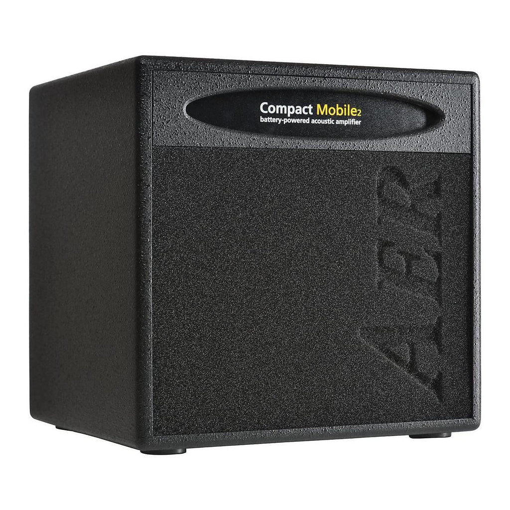 AER Compact Mobile Battery Powered Acoustic Amplifier showcasing sleek design and controls, ideal for musicians on the go.