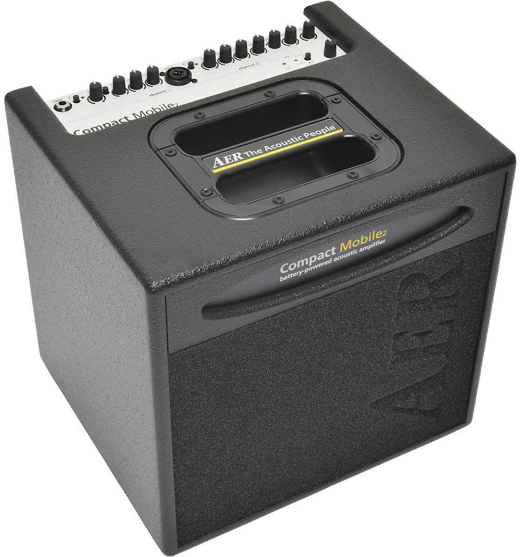 AER Compact Mobile Battery Powered Acoustic Instrument Amplifier showcasing sleek design and portable features.
