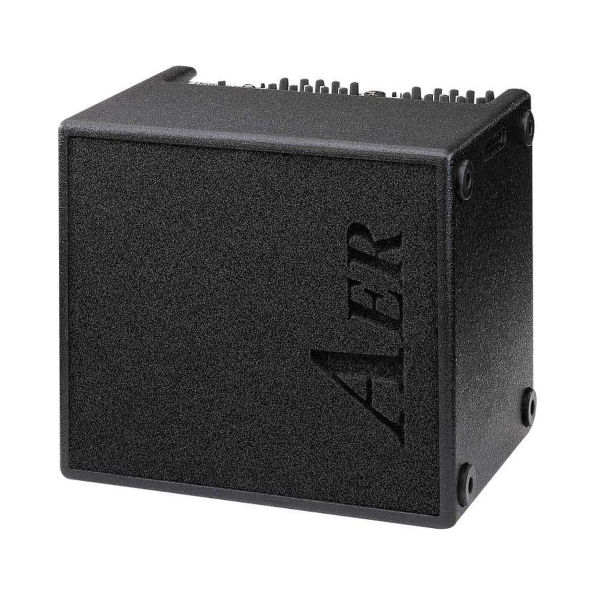 AER Domino 2 100W acoustic guitar amplifier with control knobs and speaker grille, designed for high-quality sound.