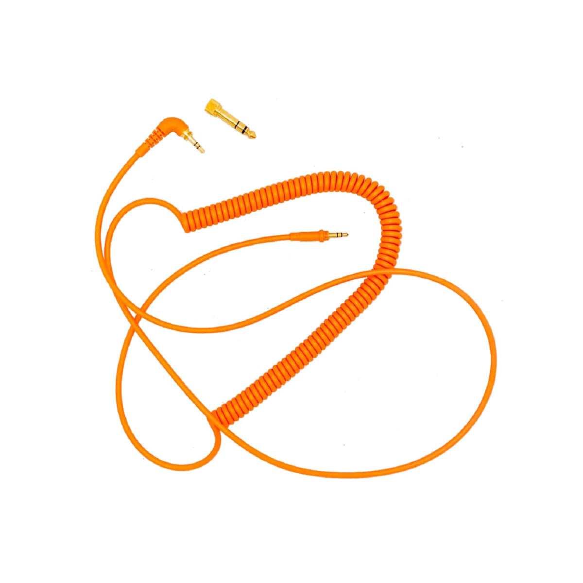 Orange coiled headphone cable for AIAIAI C16, 1.5 meters long with included adaptor, designed for high-quality audio connection.