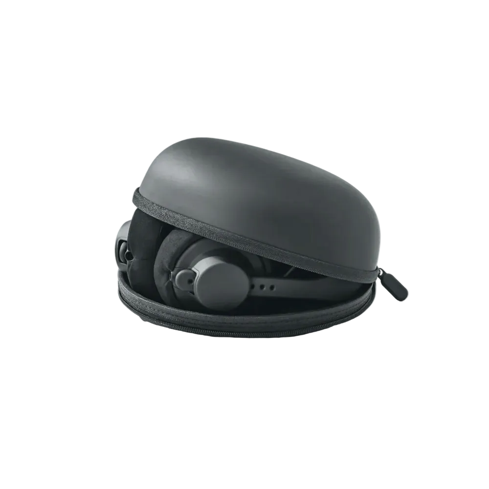 Large AIAIAI headphone carry case with zipper closure and compact design, ideal for protecting headphones during travel.