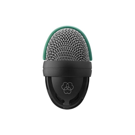 AKG D112 MKII professional dynamic bass drum microphone connected to a microphone stand, used for live sound performances.