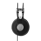 Open-back AKG K612 Pro studio headphones with over-ear design and open-back ear cups, ideal for professional audio mixing.