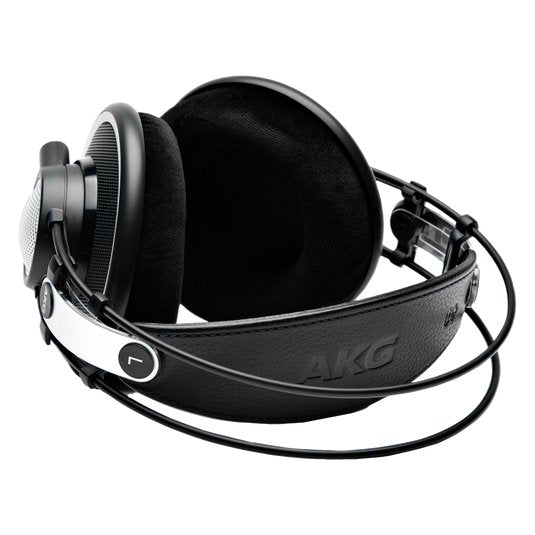 Open-back AKG K702 Reference Studio Headphones with over-ear design and adjustable headband, ideal for professional audio mixing.
