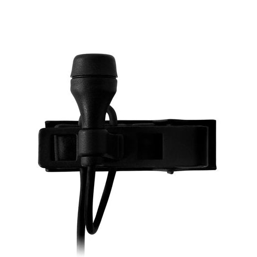 Black AKG LC617MD wireless lapel microphone with omni-directional pickup pattern, ideal for clear, hands-free audio recording.