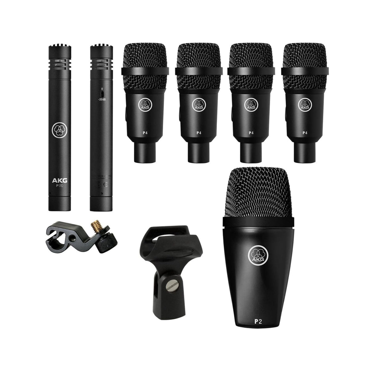 AKG DP-Session1 high performance wired drum microphone set with P2, P4, and P17 microphones for live sound.