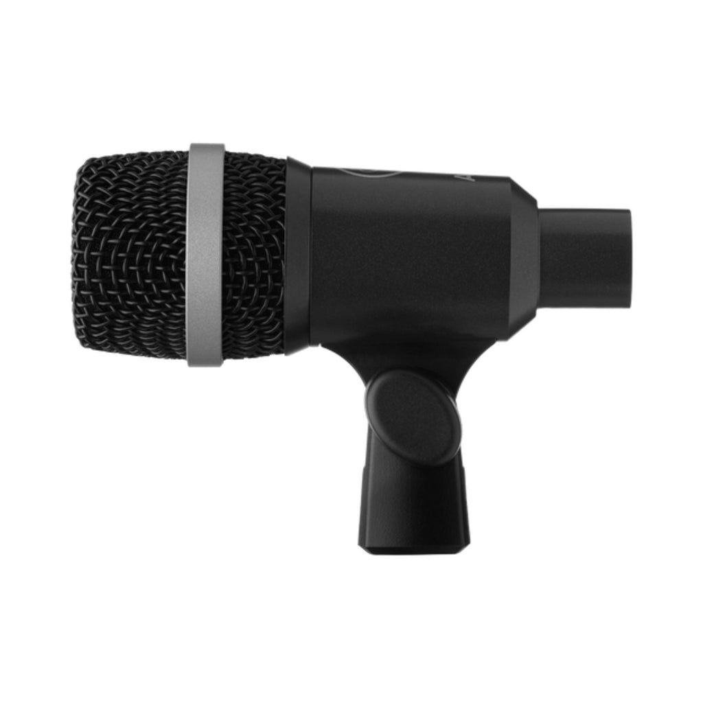 AKG D40 professional dynamic wired instrument microphone with metal grille and rugged design for live performances.