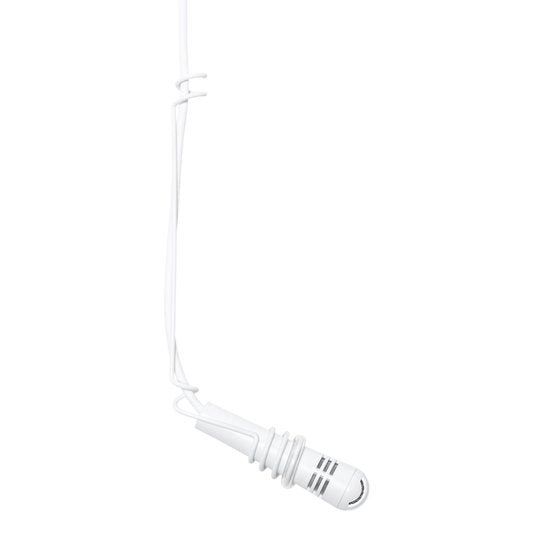 AKG cardioid hanging microphone with 10-meter white cable, suitable for PA systems and professional audio setups.