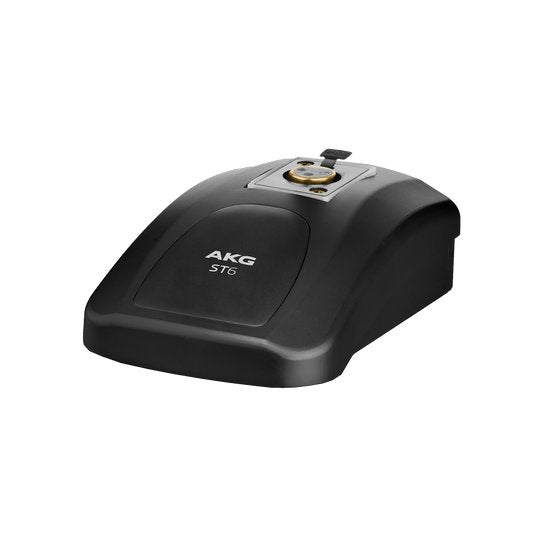 AKG heavy duty tabletop stand for microphones, featuring adjustable height and durable construction for studio or stage use.
