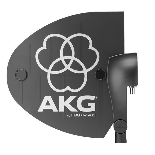 AKG SRA2/EW passive uni-directional wireless microphone antenna with black casing and mounting bracket.