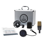 AKG C414 XLII condenser studio microphone with multi-pattern capsule, black body, and silver grille for professional recording.