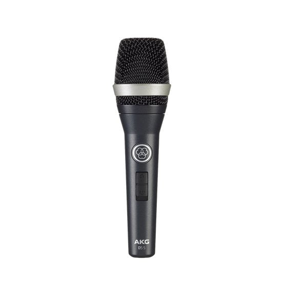 AKG D5 S professional wired supercardioid dynamic vocal microphone with switch, shown in close-up image.