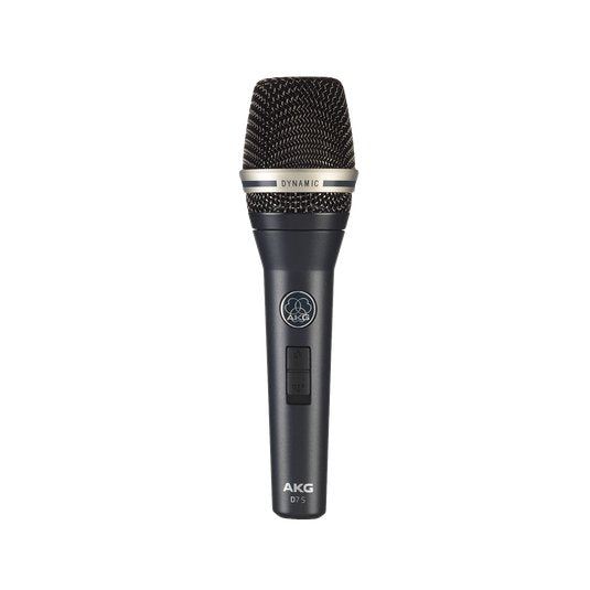 AKG D7 S supercardioid dynamic vocal microphone with switch, wired live microphone for professional singing and speech.