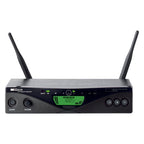 Wireless AKG SR470 receiver for microphones, compact black device with controls and antenna for professional audio setup.