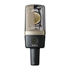 AKG C314 multi-pattern condenser studio microphone with black body and grille, suitable for professional recording and vocals.