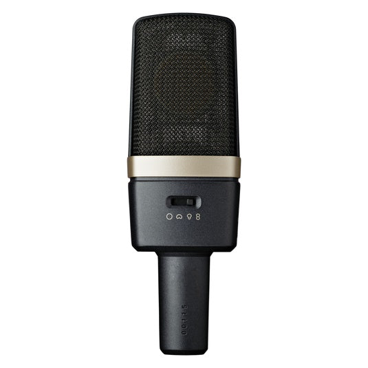AKG C314 multi-pattern condenser studio microphone with adjustable capsules and professional audio quality.