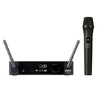AKG DMS 300 wireless microphone system with handheld microphone and receiver, 2.4GHz digital audio transmission.