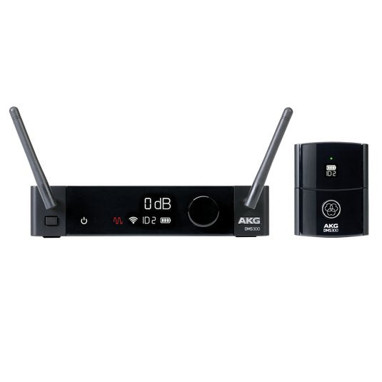 AKG DMS 300 wireless microphone system with receiver and transmitter, 2.4GHz digital audio for professional performances.