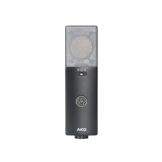 AKG C114 multi-pattern condenser studio microphone with adjustable controls and professional-grade build for recording and broadcasting.