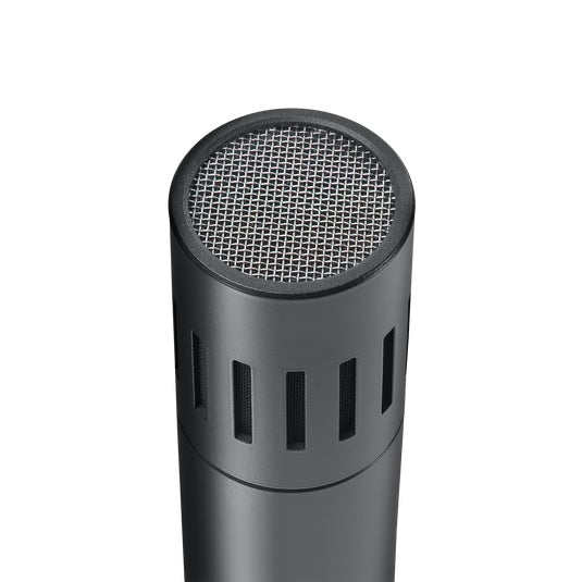 AKG C151 small diaphragm condenser microphone for studio recording, shown with its sleek metal body and professional audio design