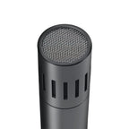 AKG C151 small diaphragm condenser microphone for studio recording, shown with its sleek metal body and professional audio design